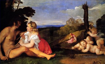 人間の三時代 1511年 ティツィアーノ・ティツィアーノ Oil Paintings